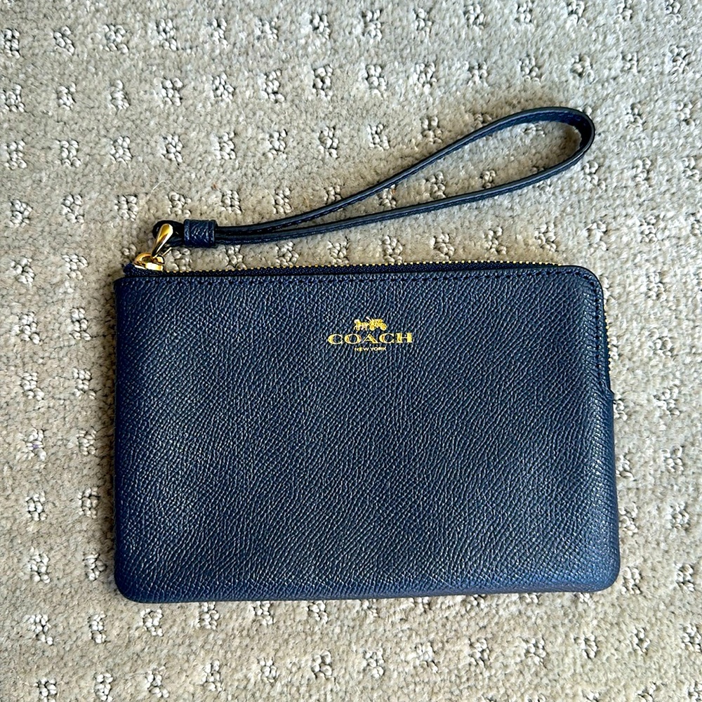 Navy Blue Coach Wristlet
